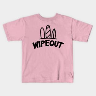 wipeout three surf boards in the beach sand summer surfing time Kids T-Shirt